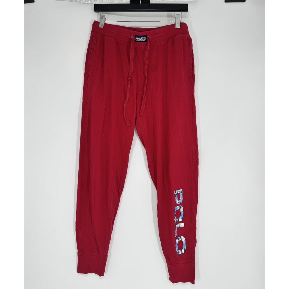 Polo Ralph Lauren Pajama Joggers Pants Mens Medium Red Logo Lounge Sweatpants